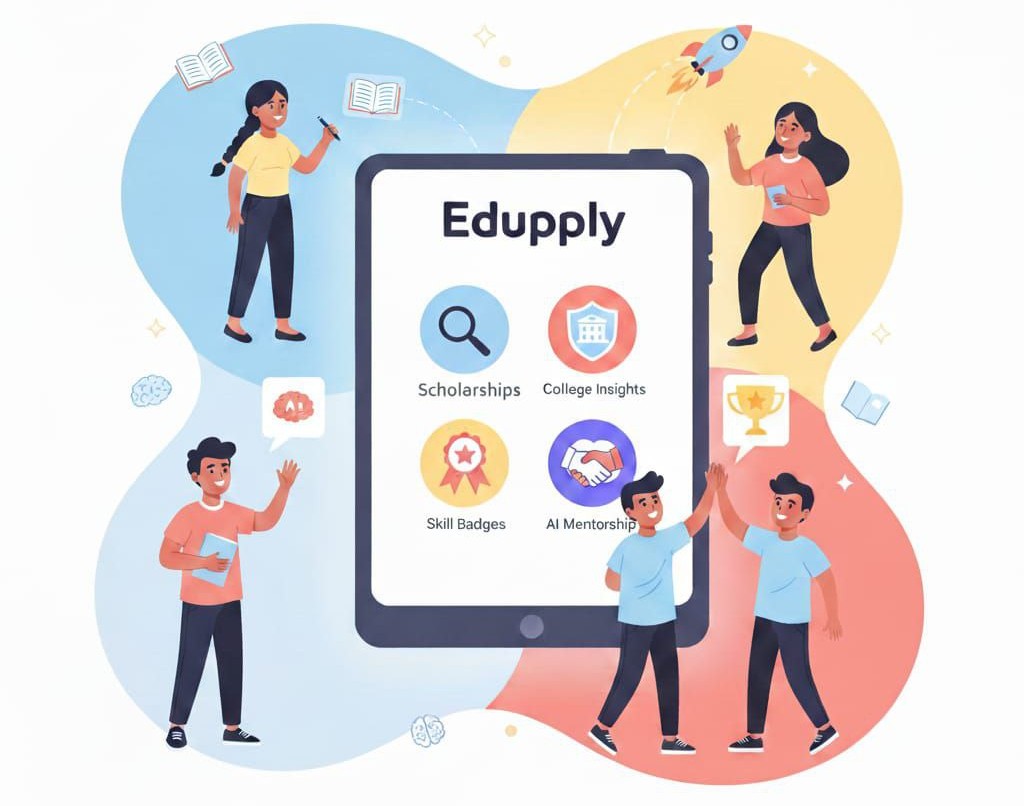 Students collaborating and learning